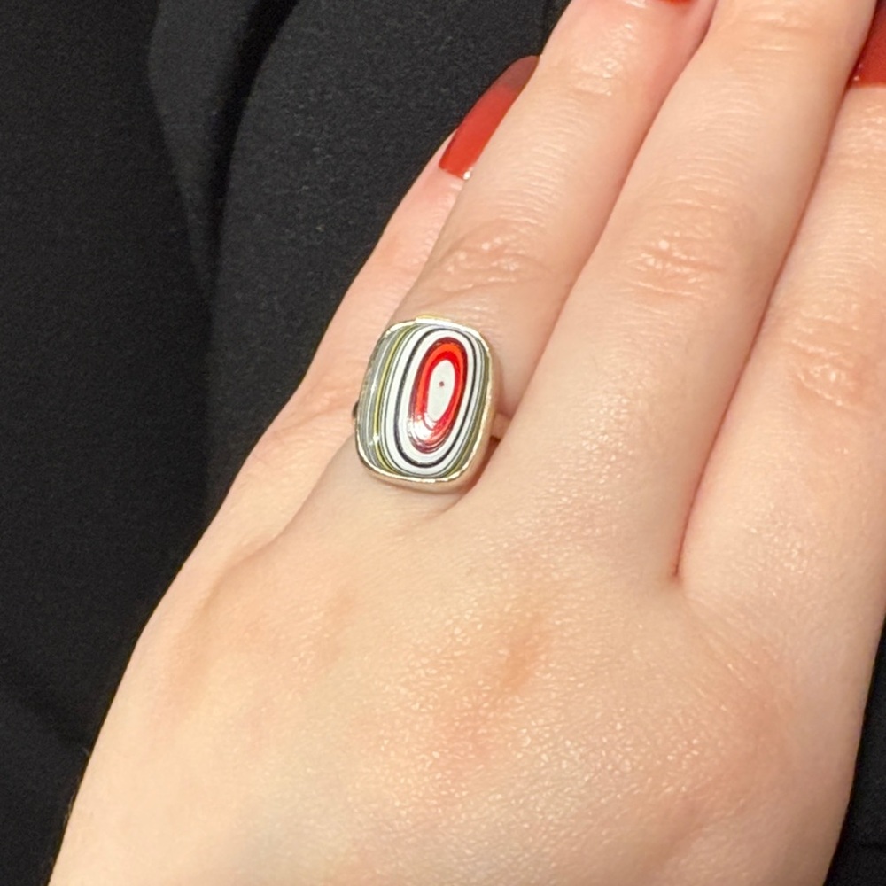 Sterling Red Fordite Ring